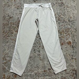 PJ HARLOW French terry jogger pants size Large cream satin trim